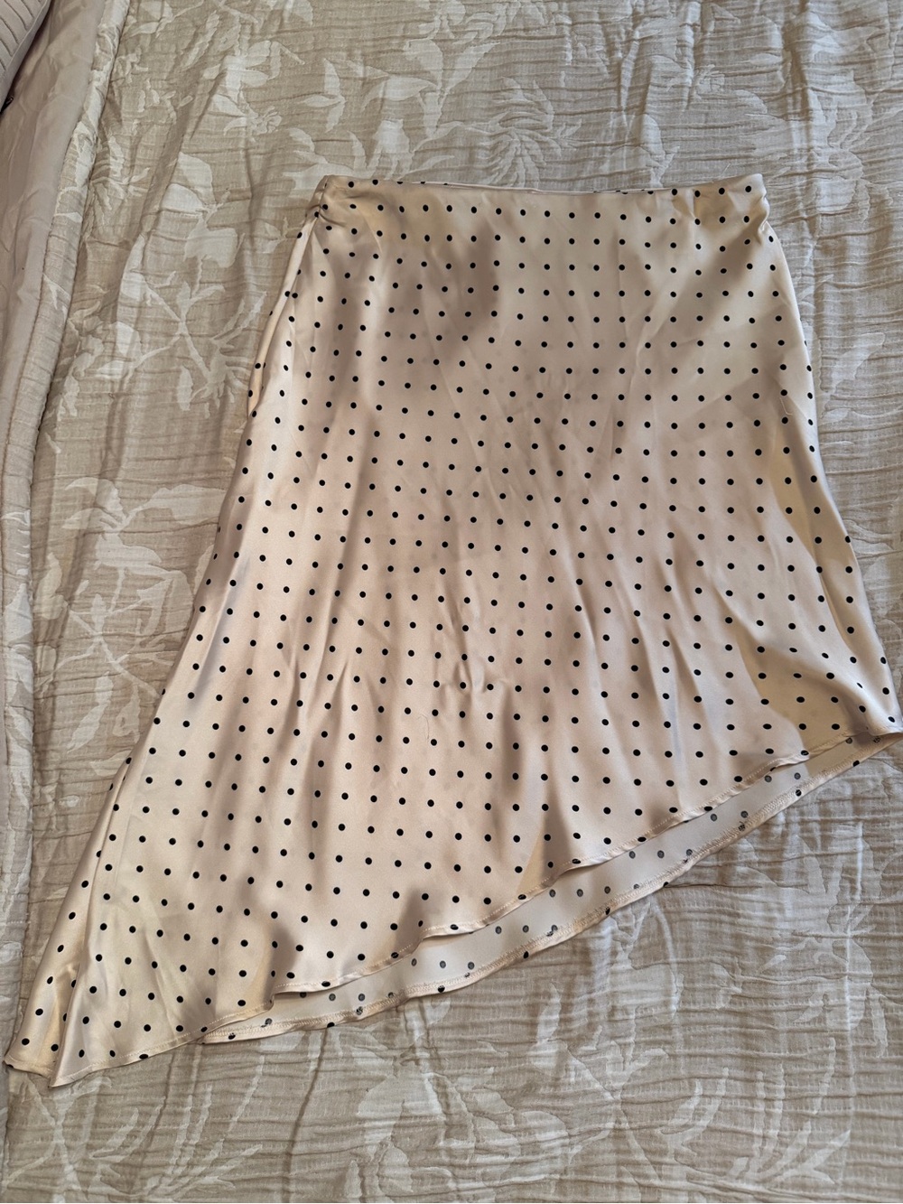 Zara Cream Polka Dot Asymmetrical Skirt